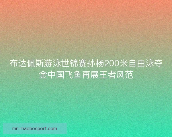 布达佩斯游泳世锦赛孙杨200米自由泳夺金中国飞鱼再展王者风范